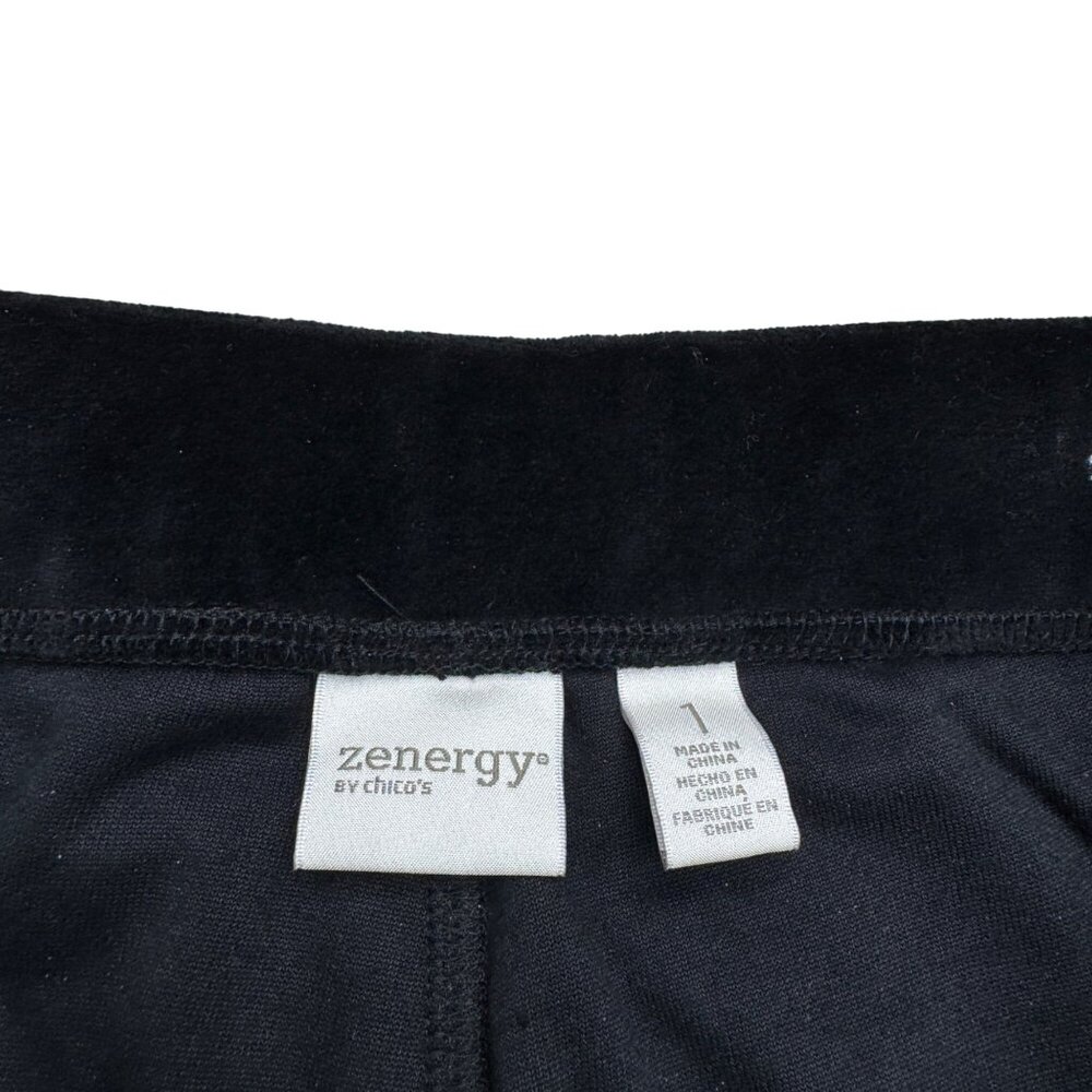 Chico's Zenergy Gold Embellished Velour Full Zip Jacket & Pants Set Women's Sz 2 - Picture 12 of 16